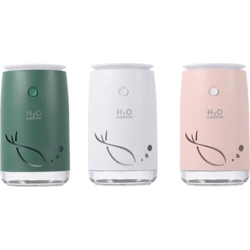 310ML Rechargeable Mini Electric Air Humidifier Fish Colorful LED Light Atmosphere Lamp for Home Car Office