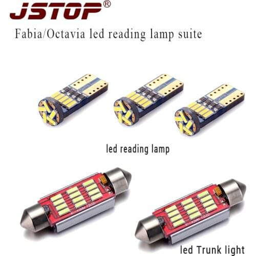 JSTOP 5piece/set Fabia Octavia led car reading light 41mm c5w festoon canbus led Trunk light w5w t10 12V auto bulbs reading lamp
