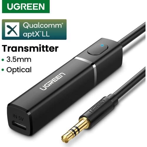 UGREEN Bluetooth Transmitter 5.0 Wireless Audio Music APTX LL Low Latency 3.5mm Aux Jack Digital Optical For Headphone Adapter