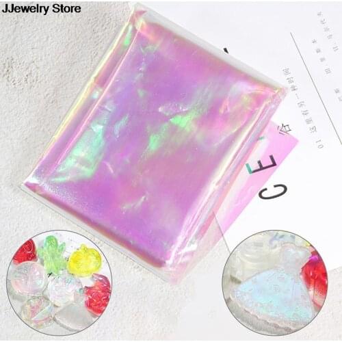 Large Laser Iridescent Clear Film Thick Cellophane Transparent Rainbow Sheet Resin Inclusions Embellishments for Resin Art