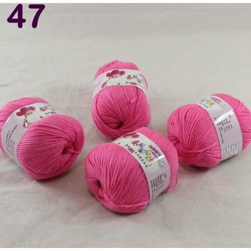 Color Optional 4 ballsX50g Cashmere Silk Velvet Children Hand Kintting Yarn 1847 DeepPink