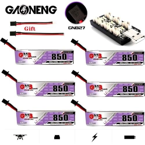 GNB 850mAh 1S 60C/120C 4.35V HV Lipo Battery +Charger GNB27 Plug For RC FPV Racing Drone Whoop Frame Kit Tinywhoop Spare Parts