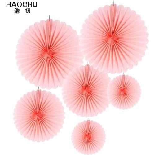 HAOCHU 6Pcs/Set Hanging Large Tissue Paper Fans Background Wall Decoration Wedding Baby Shower Birthday Party Supplies Mix Size