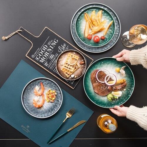 Stone Surface Ceramic Dinner Plates Dishes Plates for Food Salald Plate Tableware Dinner Set for Restaurant Hotel Gift Microwave