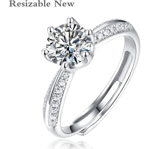 Moissanite Rings For Bride Resizable D Color VVS1100% Real 925 Sterling Silver Rings Women Wedding Engagement Fashoin Jewelry