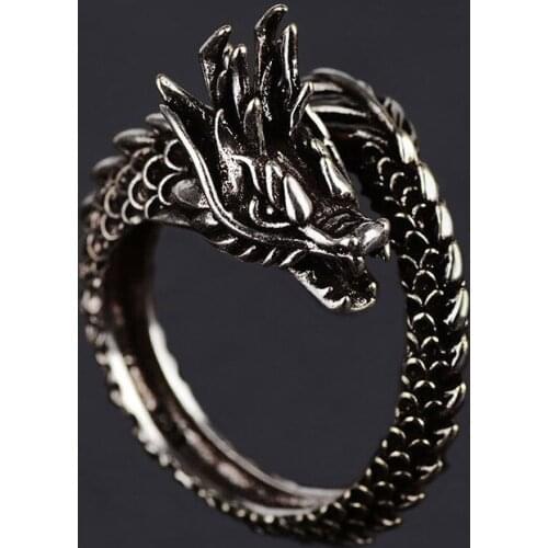 Vintage Punk Dragon Ring Men Copper Alloy Biker Rock Rap Embrace Ring For Man Women Gothic Valentines Day Gift Anillos Mujer