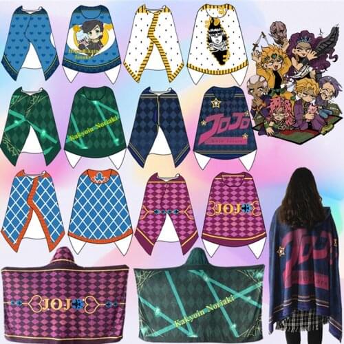JoJos Bizarre Adventure Kujo Jotaro Kakyoin Noriaki Cospaly Costume Cloak Hoodies Flannel Warm Easy Wear Coat Cape Blanket