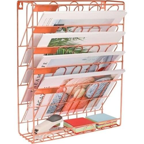 Creative Wall-mounted Newspaper Storage Rack Home Office Magazine File Holder Desktop Bookshelf