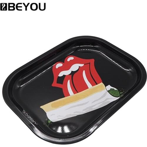 18x14cm Metal Rolling Tray Cigarette Paper Smoke Weed Tray Herbal Tobacco Hand Roller Joint Smoking Grinder Storage Dish Tool