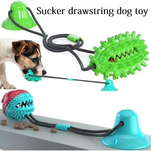 Cute Pet Toys with Suction Cup Dog Push Toy with Ball Pet Tooth Cleaning Chewing Rubber Dog Toys for Small Large Dogs