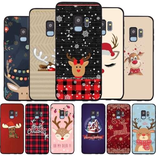 Cartoon Merry Christmas Black TPU Silicone Soft Phone Case For Samsung Galaxy S20 S10 S9 S8 Plus Lite NOTE 10 9 8 S7 EDGE