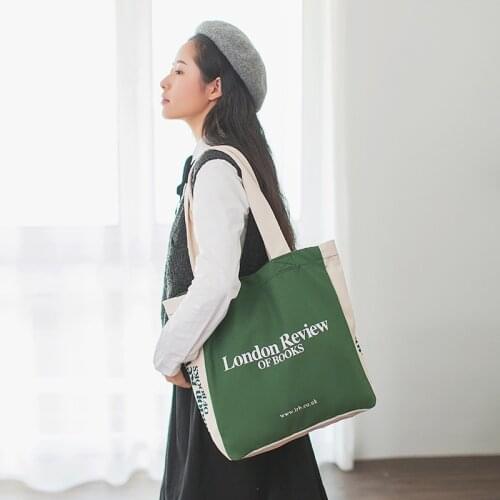 2021 New Women Canvas Bag Large Capacity Shopping Books Bags Cotton Shoulder Bags London Letters Print Handbag Tote For Girls