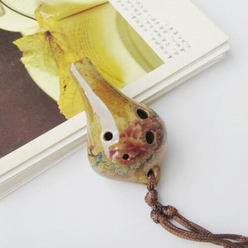 Ocarina For Beginners 6 Holes Chinese Style Ceramics Flowers Handmade 6*4CM Mothers and Father 's Day Gift Musical Instruments