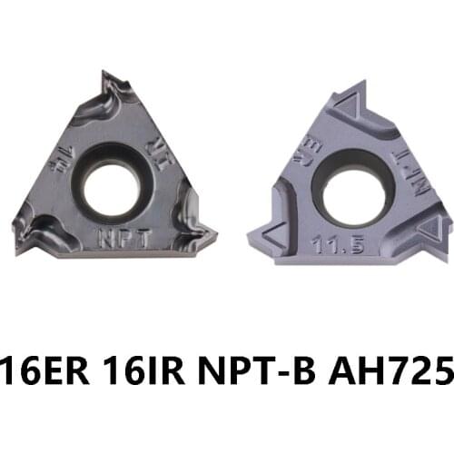 Original 16ER 16IR 8 14 18 11.5 NPT AH725 Internal External Threading Carbide Inserts Lathe Cutter Turning Tools 10pcs/box