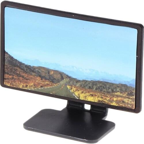 1:12 Scale Dollhouse Flat Big Screen Television with Picture, Gift for Kids Doll