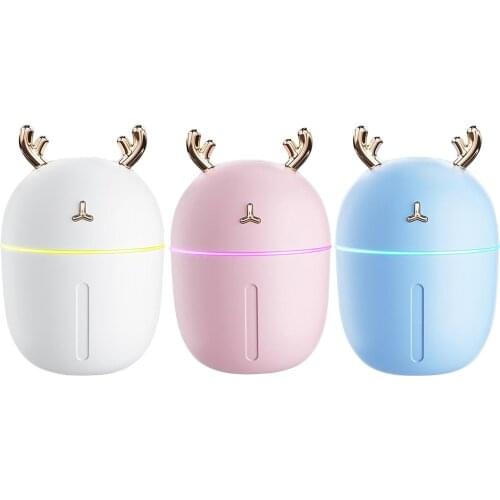 Portable USB Cool Mist Humidifier 220ML with Colorful LED Light Conversion, Desktop Ultrasonic Air Humidifier for Room Car