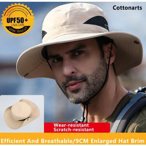9CM Wide Brim Fishing Hat Mens Outdoor Breathable Net Hiking Hats Outdoor Anti-UV Sun Hat Visors Bucket Hat Mountaineering Caps