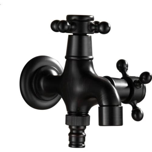 1pcs High quality Black Oil Rubbed Bronze double using washing machine faucet bathroom corner faucet tap garden outdoor mixer