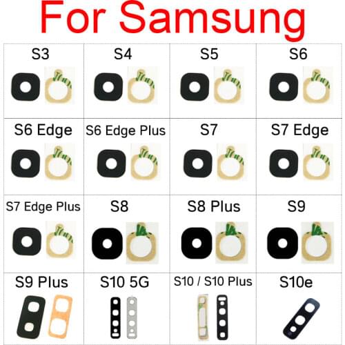 2pcs Rear Camera Lens Glass For Samsung Galaxy S3 S4 S5 S6 S7 S8 S9 S10 S10e Edge Plus 5G Back Camera Lens with Sticker Parts