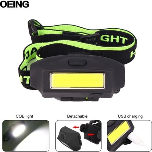 Super Bright Outdoor COB Headlight LED Hat Clip Light Built-in Battery USB Charging 180° Adjustment Suitable For Running Fishing