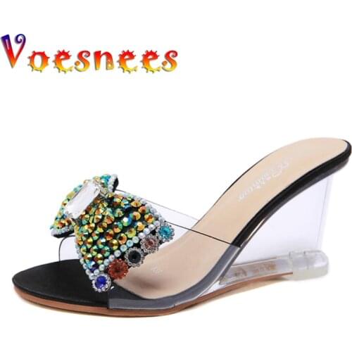 Voesnees Wedges Slippers Women Shoes 2021 Summer New Fashion Sexy Sandals Round Toe Fish Mouth Heels Party Shoes for Women