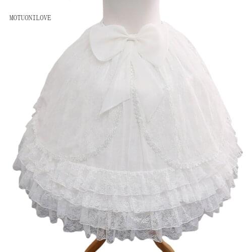 High Quality Cosplay Lolita Carmen Slip Liner Lace Appliqued Lady Crinolines Adjustable Petticoat Floral Lace 3 Hoop Underskirts