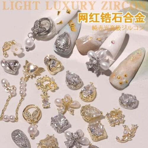 1pcs 3D Metal Zircon Nail Art Accessories Japanese Nail Decorations Top Quality Zircon Crystal Manicure Zircon Diamond Charms