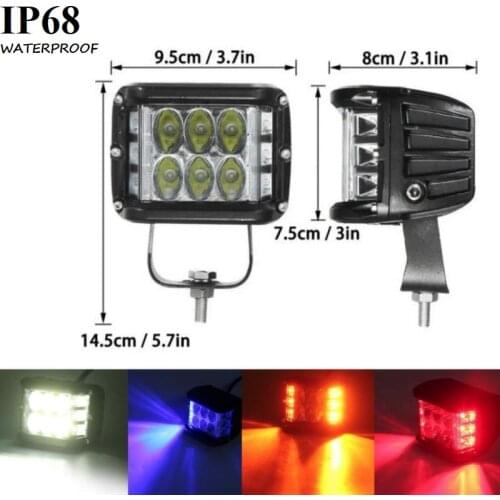 Light Bar/Work Light Side Shooter 4"Inch LED Pods Work Light Bar White & Amber Strobe Lamp Combo For ATV SUV TRUCK Accessories