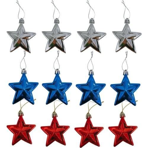 12Pcs Hanging Star Ornament Shatterproof Holiday Christmas Decor For Outdoor Christmas Tree Party And Wedding Decoration