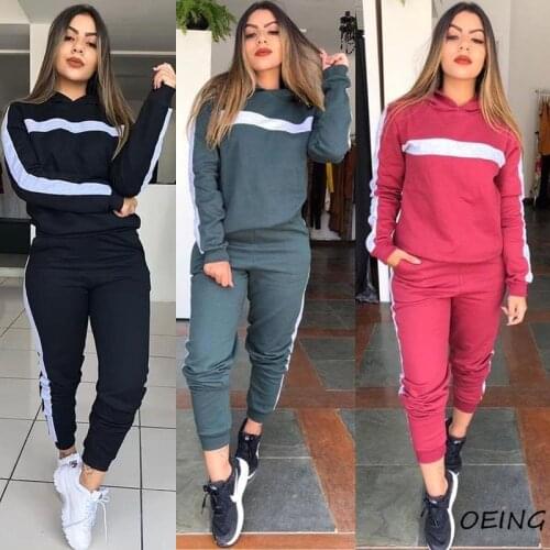 2021 Womens Jogging Suits Fashion Patchwork Sport Exercise Clothing 2 Piece Fall Sets Outfits