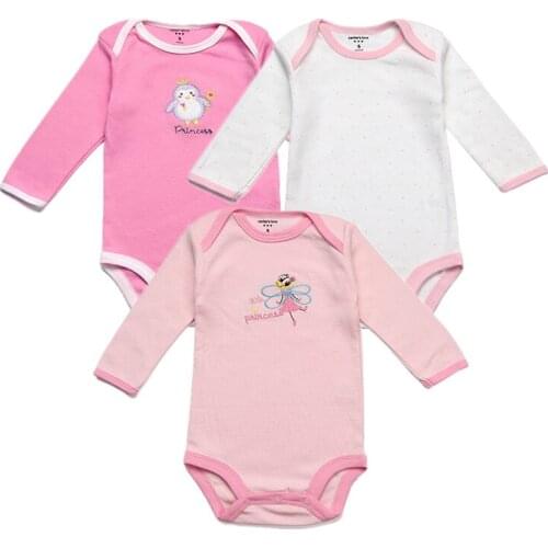 3 Packs Baby Rompers Cotton Full Infant Jumpsuit Spring Boys O-neck Overalls Unisex Newborn Cartoon Clothing Baby Girl Clothes