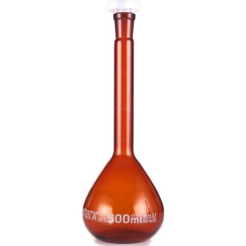 500ml brown Lab Borosilicate Glass Volumetric Flask with plastic Stopper Office Lab Chemistry Clear Glassware Supply