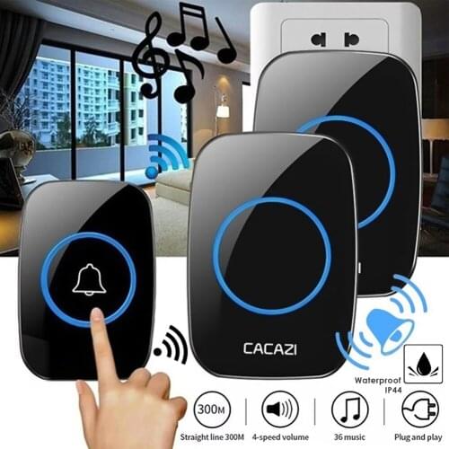 Newly Wireless Doorbell Elderly Pager Waterproof 300 m Signal Transmitting 4 Volume Levels EU Plug-In Receiver Portable Supplies