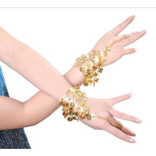 Belly Dance Finger Bracelet Bangle Hand Chain Piece Accessories Jewelry Gold and Silver 2pcs/lot