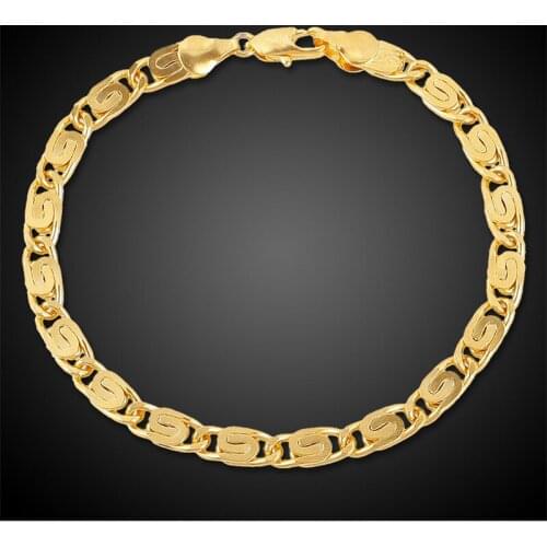 5MM 21cm Snail Link Gold Filled Bracelet Fashion Womens Mens Chain Unisex Boys Girls Trendy Jewelry