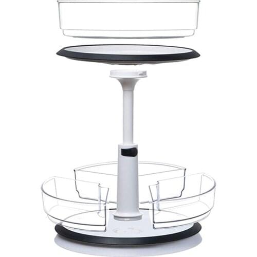 Big deal 2 Tier Lazy Susan-Height Adjustable Spinning Cabinet Countertop Organizer Turntable Spice Rack for Kitchen Bathroom