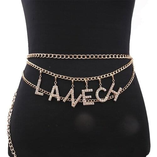 Statement Belts Waist Chain Letter Design Bohemian Bijoux Crystal Pendants Belly Ladies Gifts Women Wedding Jewelry Accessories