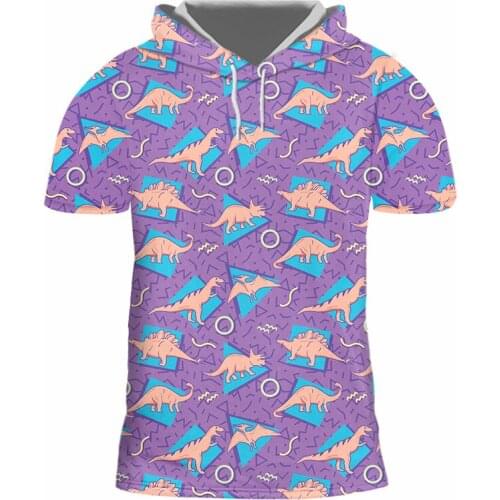 IFPD EU Size 3d Print Dinosaur Unisex Hiphop Streetwear Punk Tees Short Sleeve Hooded Tshirt Summer Tops Women/mens T Shirt