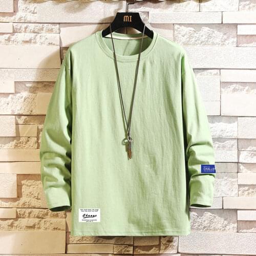 Mens Cotton Fashion T-shirt Full Sleeve Mens Summer Tshirts Male Oversized Tee Shirts 5XL Casual T Shirt Tee For Man Streetwear