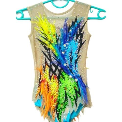 Girls Gymnastics Competion Gymnastics Skating Dress Professional Artistic Custom Rhythmic Gymnastics Dresses Elasticity Spandex