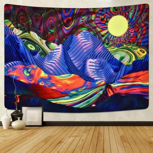 Art Colorful Watercolor Mountain Tapestry Room Wall Hanging