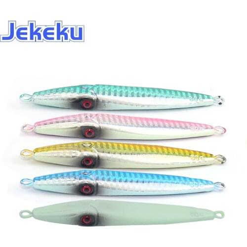 JEKEKU 1pc NEW Jigging Lure Fast Fall Artificial Bait 60g 80g 100g Lead Fish Bass Baits SaltWater Metal Jig Glow Fishing Lure