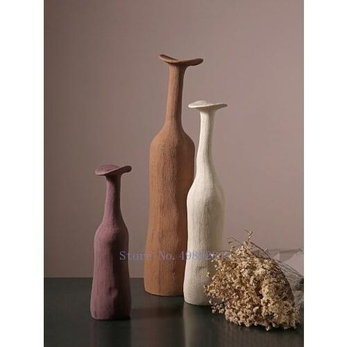Modern Ceramics Vase Handmade Retro Flower Arrangement Accessories Creativity Home Decorations Vases for Flowers