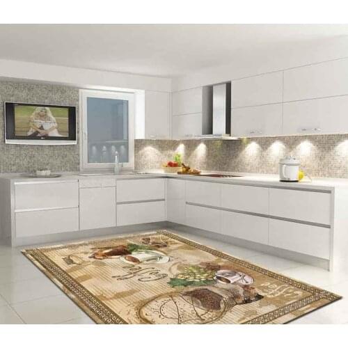 Coffee 4 Pattern Kitchen Carpet, Fan carpet anti-slip floor carpet, teenagers carpet area rugs