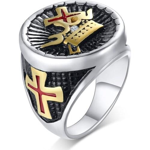 Retro Crown Silver Cross Stainless Steel Ring Punk Biker Women Men Religious Christ Faith Ring Rhinestone bague femme anillos