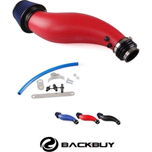 RED 6" FLARED PIPING SHORT RAM AIR INDUCTION INTAKE+ FILTER FIT FOR 1992-2000 HONDA CIVIC ACURA MOTOR SWAP H22 B-16 H-22A EG EK