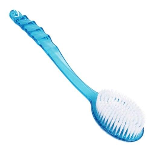HOT Long Handled Plastic Body Bath Shower Back Brush Scrubber Skin Cleaning Massager Blue