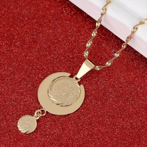 Metal Coin Pendant Chain For Women Gold Color Fashion Jewelry Wholesale Arab Coins Jewelry
