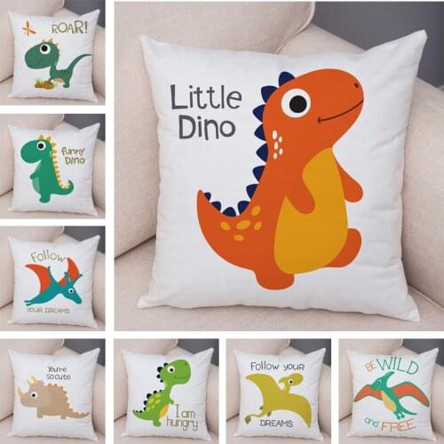 Nodric Style Cute Jurassic Dinosaur Cushion Cover Decor Cartoon Animal Pillow Case Soft Plush Pillowcase for Children Room Sofa