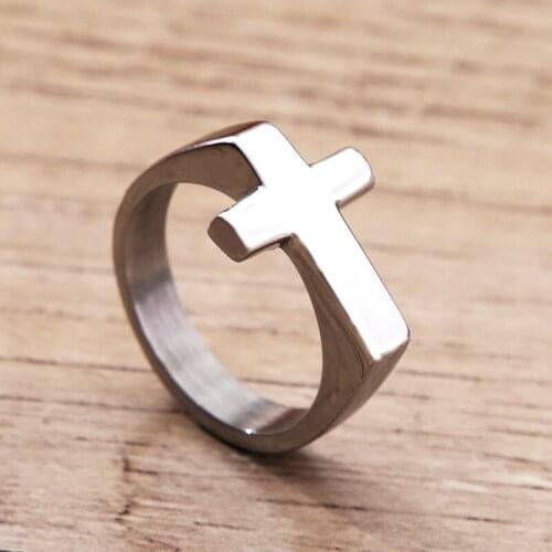 Fashion Simple Couple Rings Women Men Silverly Black Goden Cross Punk Finger Rings Unisex Stainless Steel Minimalist Jewelry